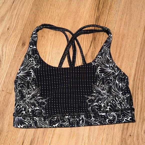 Lululemon Energy Bra Infinity Energy Bra Alpine White Black Size 4 - Picture 3 of 9